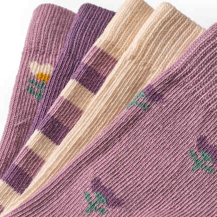 Socken mit Blumen-Muster, weiß + lila, Gr. 19/22 PUSBLU