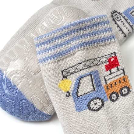 Stoppersocken mit Fahrzeug-Motiv, grau, Gr. 21/22 ALANA