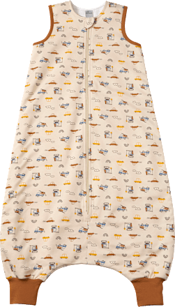 Schlafsack mit Beinen 1,5 TOG mit Baustellenfahrzeug-Muster, beige, 110 cm ALANA