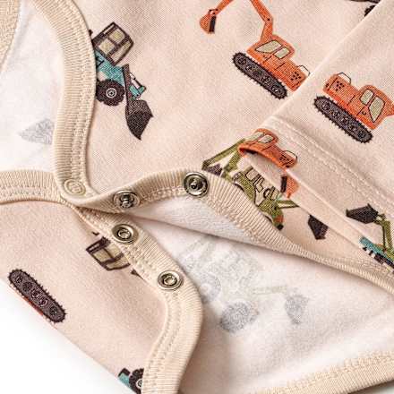 Langarmbody Pro Climate mit Baustellenfahrzeug-Muster, beige, Gr. 86/92 ALANA