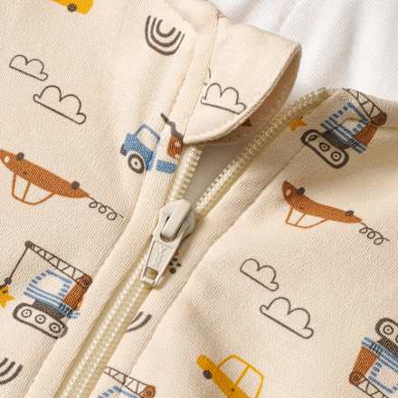 Schlafsack mit Beinen 1,5 TOG mit Baustellenfahrzeug-Muster, beige, 100 cm ALANA