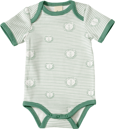 Body Kurzarm mit Löwen-Muster, grün, Gr. 74/80 ALANA