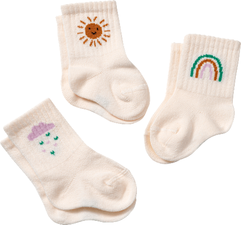 Erstlingssocken mit Regenbogen-Motiv, weiß, Gr. 13/14 ALANA