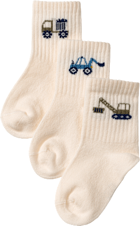 Socken mit Ripp-Struktur & Fahrzeug-Motiv, weiß, Gr. 19/22 ALANA
