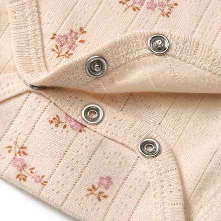 Body Kurzarm mit Ajour-Struktur und Blumen-Muster, beige, Gr. 98/104 ALANA