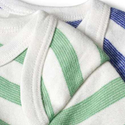 Bodys Langarm mit Ringel-Muster, blau + grün, Gr. 98/104 ALANA