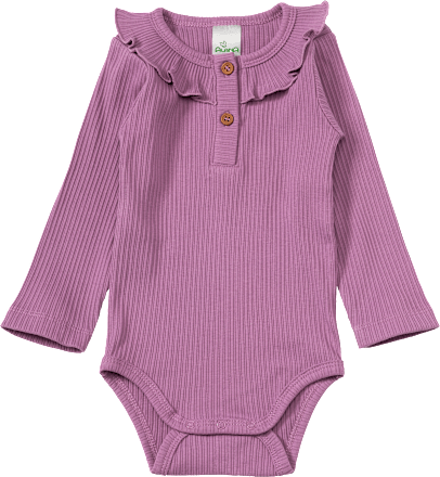 Body Langarm mit Ripp-Struktur & Rüschen-Kragen, lila, Gr. 86/92 ALANA