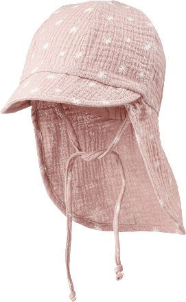 Schirmmütze mit Nackenschutz aus Musselin & Pusteblumen-Muster, lila, 46/47 ALANA