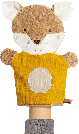 Waschhandschuh Fuchs, gelb fehn