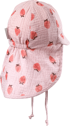 Schirmmütze aus Musselin mit Erdbeeren-Muster, rosa, Gr. 46/47 ALANA