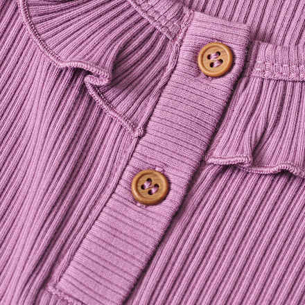 Body Langarm mit Ripp-Struktur & Rüschen-Kragen, lila, Gr. 74/80 ALANA