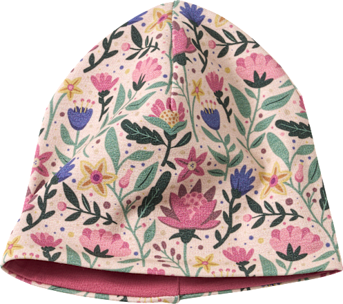 Mütze mit Blumen-Muster, beige, Gr. 48/49 ALANA