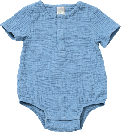 Body Kurzarm aus Musselin, blau, Gr. 98/104 ALANA