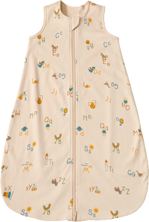 Schlafsack 1 TOG mit ABC-Muster, beige, 80 cm ALANA