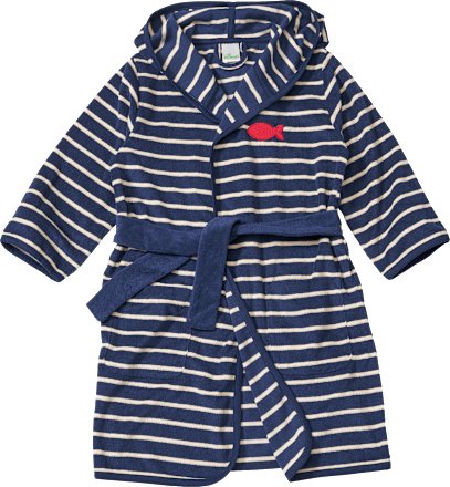 Bademantel mit Ringel-Muster & Fisch-Motiv, blau & rot, Gr. 98/104 ALANA