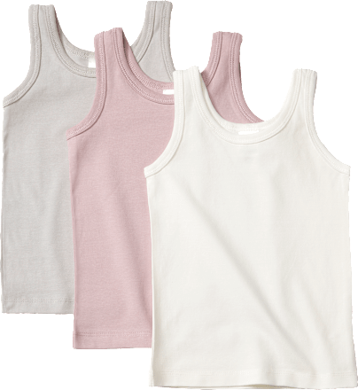 Unterhemden, grau + weiß + rosa, Gr. 134/140 ALANA