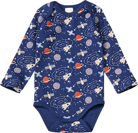 Body Langarm mit Weltraum-Muster, blau, Gr. 98/104 ALANA