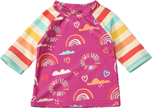 UV Shirt mit Regenbogen-Muster, lila + bunt, Gr. 110/116 PUSBLU