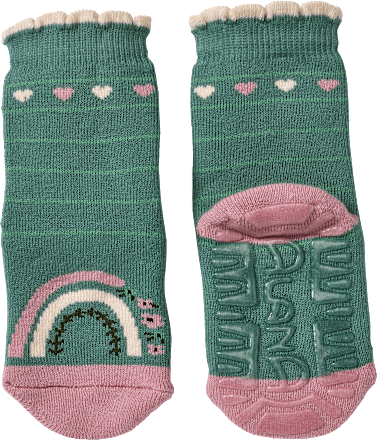 Stoppersocken mit Regenbogen-Motiv, grün, Gr. 23/24 ALANA