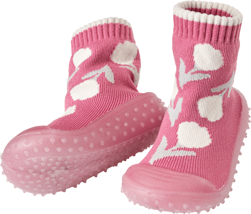 Abenteuer Socken mit Blumen-Muster, rosa, Gr. 19/20 PUSBLU