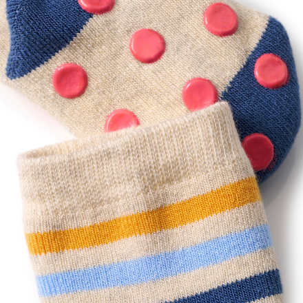 ABS Socken mit Feuerwehrauto-Motiv, beige & blau, Gr. 23/26 ALANA