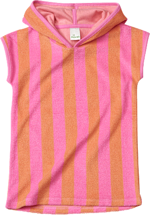 Badeshirt mit Ringel-Muster & Kapuze, pink & orange, Gr. 110/116 ALANA
