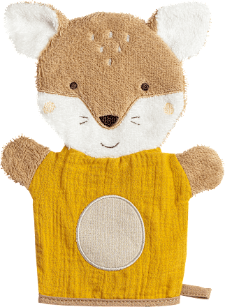 Waschhandschuh Fuchs, gelb fehn