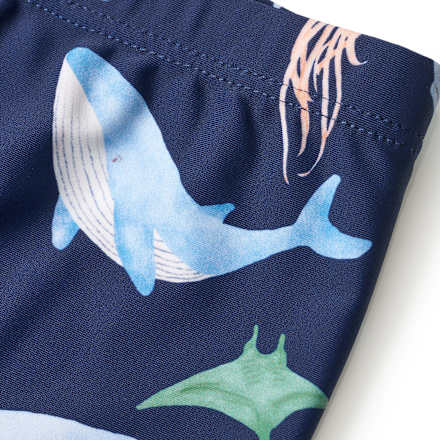 UV Badehose mit Wal-Muster, blau, Gr. 110/116 PUSBLU