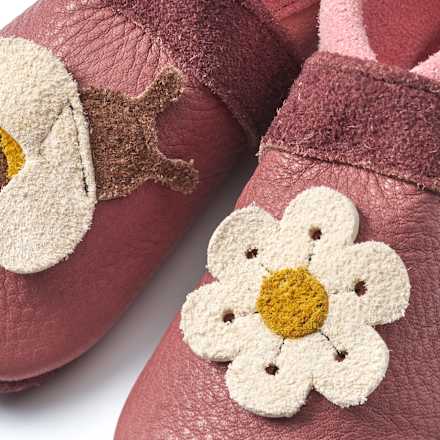 Lederschuhe mit Blumen- & Bienen-Applikation, rosa, Gr. 20/21 ALANA