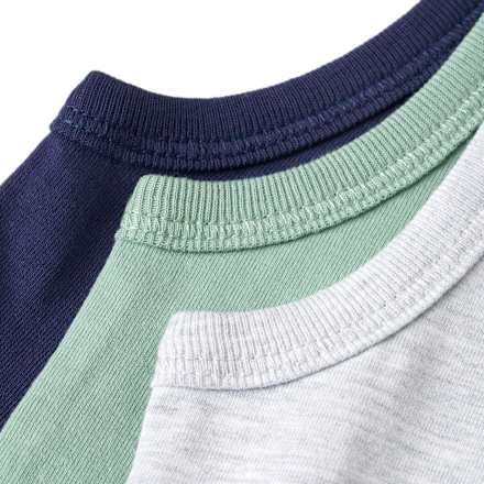 Unterhemden, grau melange + blau + grün, Gr. 110/116 ALANA