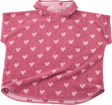 Badeponcho mit Herz-Muster, rosa, Gr. 1, ca. 5-7 Jahre ALANA