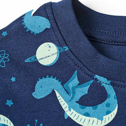 Schlafanzug mit Glow-in-the-Dark Drachen & Weltraum-Muster, blau, Gr. 110/116 PUSBLU