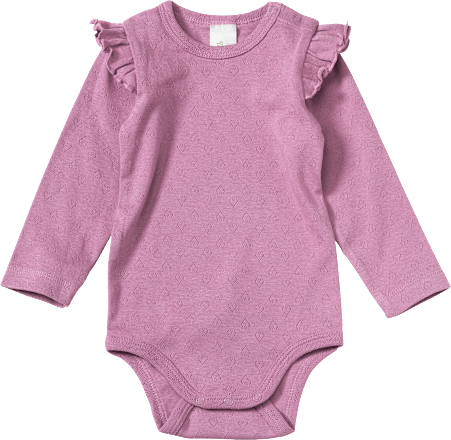 Body Langarm mit Ajour-Struktur Herz, lila, Gr. 86/92 ALANA