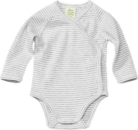 Baby Wickelbody, aus Bio-Baumwolle, Gr. 62/68, weiß, grau ALANA