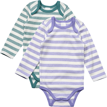Bodys Langarm mit Ringel-Muster, lila + grün, Gr. 86/92 ALANA