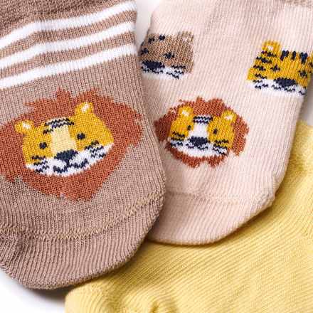 Sneaker Socken mit Tier-Muster, braun + gelb, Gr. 23/26 ALANA