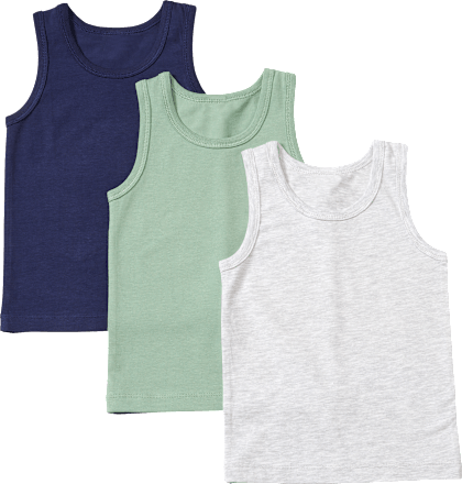 Unterhemden, grau melange + blau + grün, Gr. 98/104 ALANA