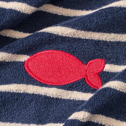 Bademantel mit Ringel-Muster & Fisch-Motiv, blau & rot, Gr. 98/104 ALANA