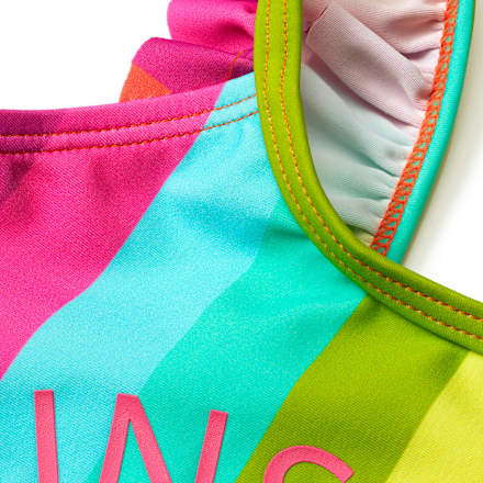 Badeanzug mit Streifen-Muster, bunt, Gr. 98/104 PUSBLU