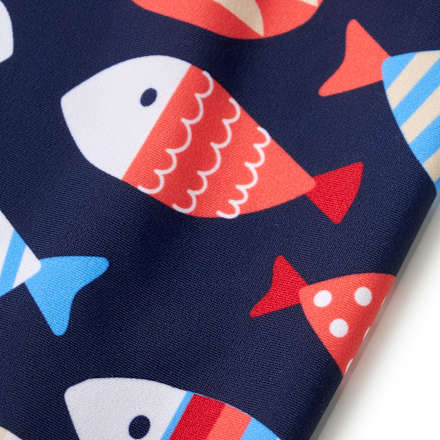 UV Badehose mit Fisch-Muster, blau & rot, Gr. 98/104 PUSBLU