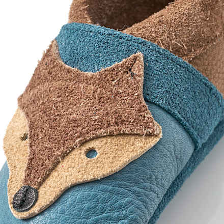 Lederschuhe mit Fuchs-Applikation, blau & braun, Gr. 22/23 ALANA