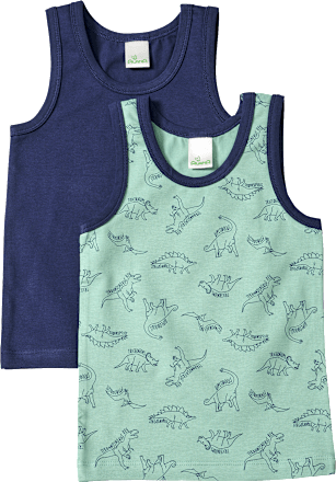 Unterhemden mit Dino-Muster, grün + blau, Gr. 134/140 ALANA