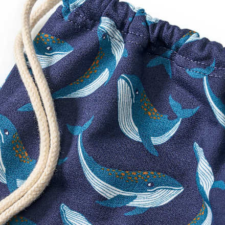 Turnbeutel mit Wal-Muster, blau, 40 x 32 cm ALANA