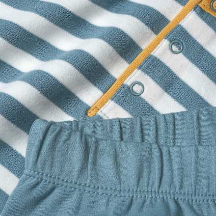 Kinder Schlafanzug, Gr. 110/116, aus Bio-Baumwolle, blau, weiß ALANA