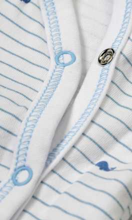 Baby Schlafanzug, Gr. 42/44, in Bio-Baumwolle, weiß, blau, für Mädchen und Jungen PUSBLU