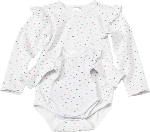 Set aus Baby und Puppen Body, Gr. 98/104, in Bio-Baumwolle, weiß, bunt PUSBLU