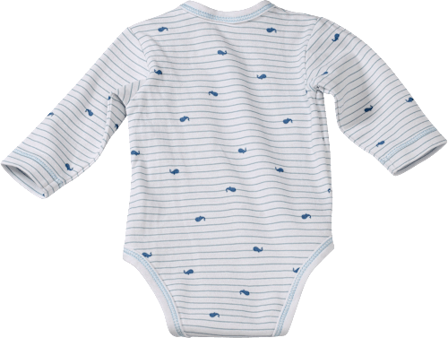 Baby Wickelbody, Gr. 46/48, in Bio-Baumwolle, weiß, blau, für Mädchen und Jungen PUSBLU