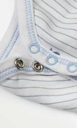 Baby Wickelbody, Gr. 46/48, in Bio-Baumwolle, weiß, blau, für Mädchen und Jungen PUSBLU