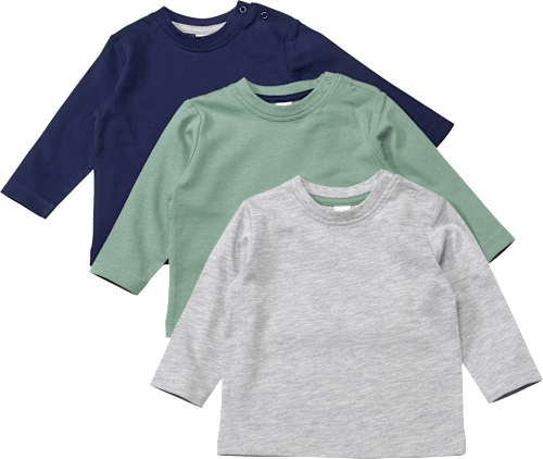 Langarmshirts, grau + blau + grün, Gr. 80 ALANA