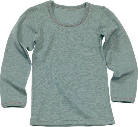 Kinder Unterhemd, Gr. 122/128, aus Bio-Wolle und Seide, grün ALANA